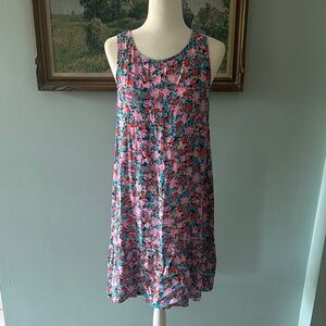 LOFT Floral Sleeveless Dress - Pink and Blue